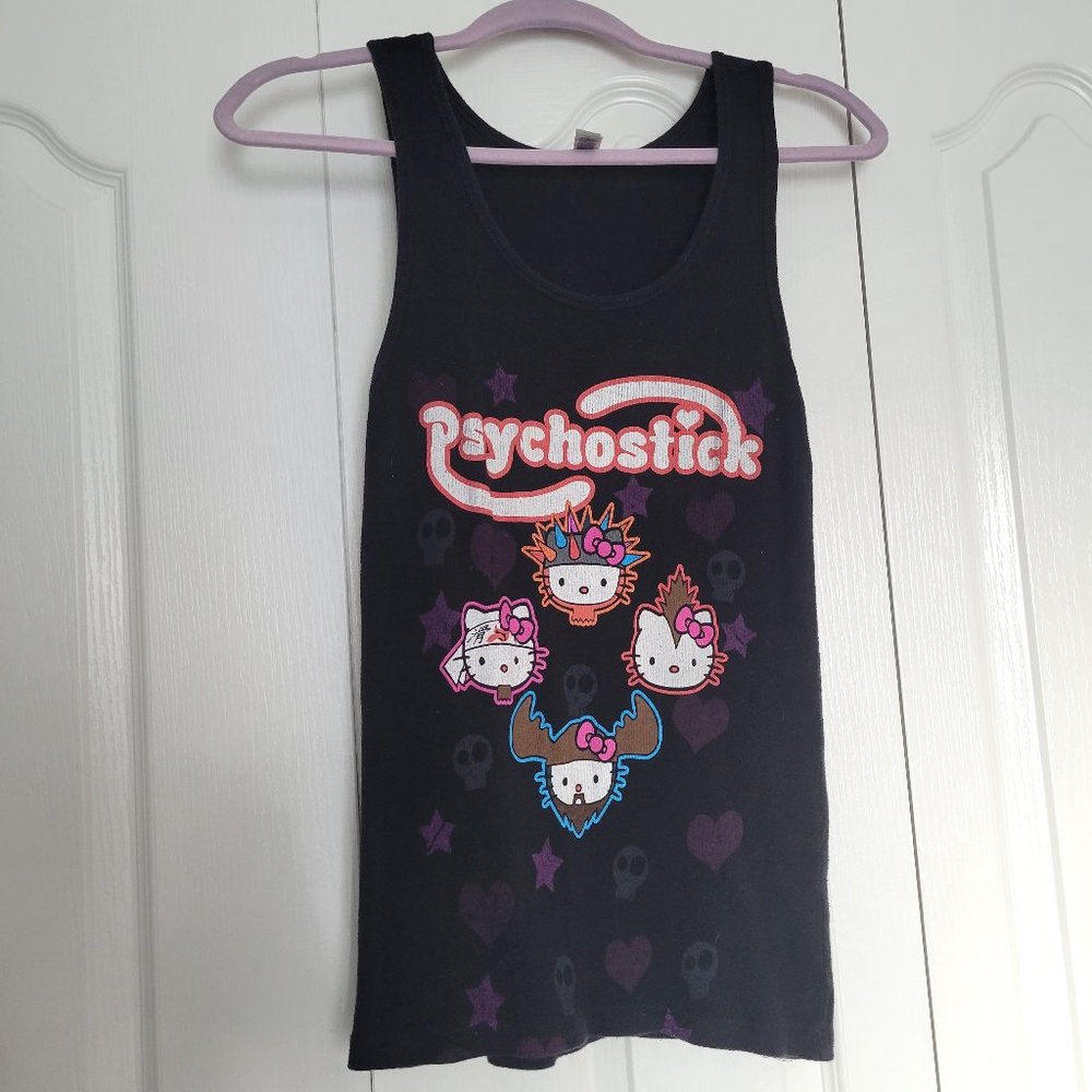 Psychostick Hello Kitty Women's Band Merch Ribbed Tank Sz M